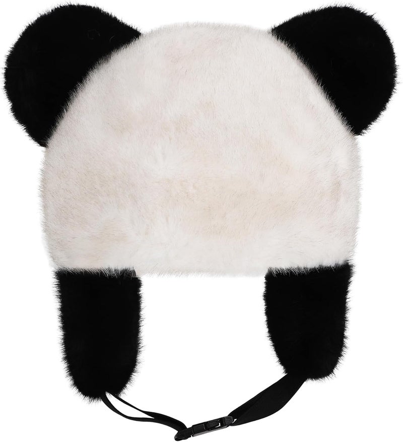 NICEYST Cute Panda Plush Animal Hat Soft Cozy Novelty Funny Panda Hat Furry Warm Winter Beanie Fur Hat for Teen Adult - Image 1